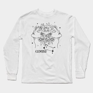 Zodiac Garden Floral Design: Gemini Long Sleeve T-Shirt